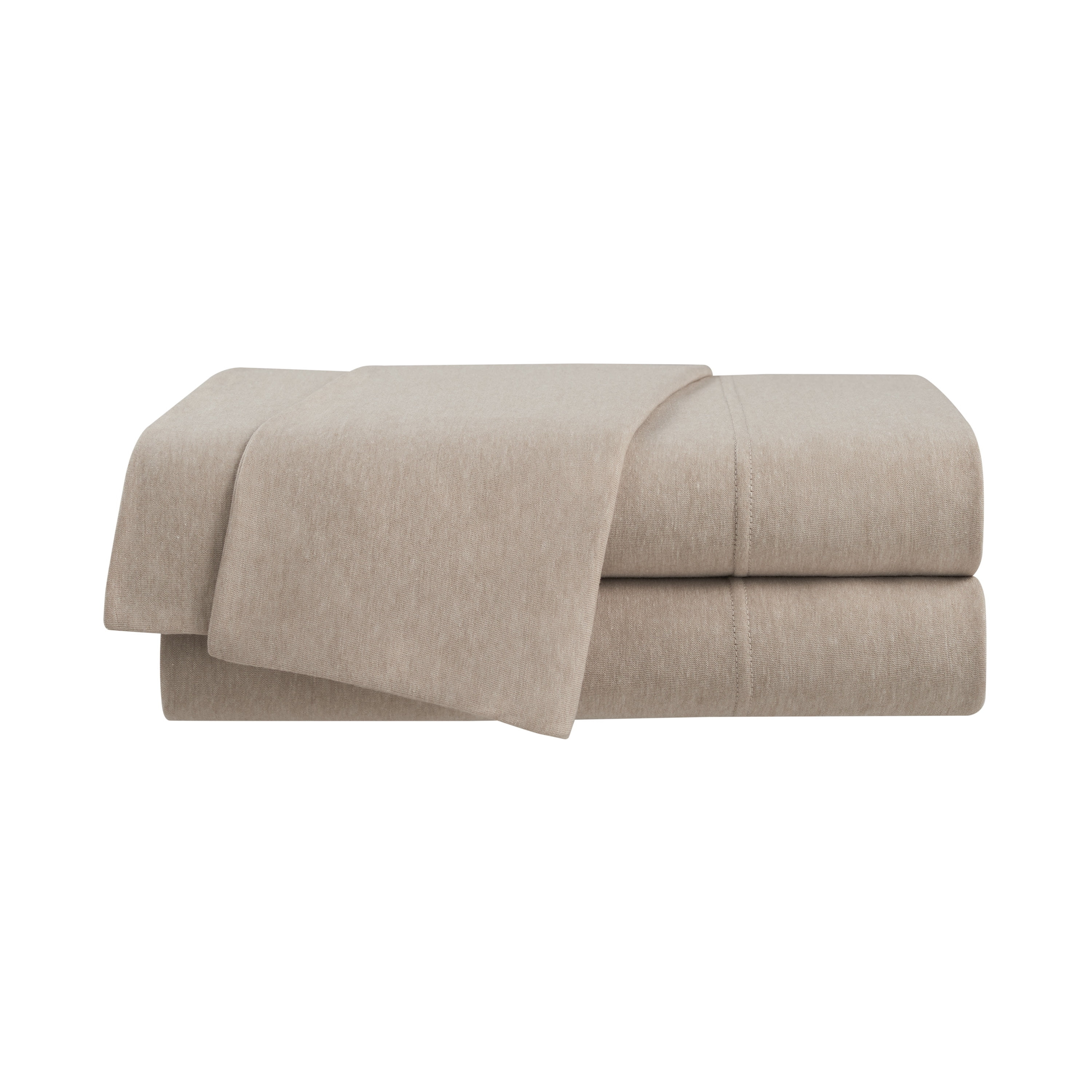 Vellux 4-Pc. Queen Solid Jersey Knit Sheets - Cotton Blend, Deep Pocket, Ultra Soft, Taupe