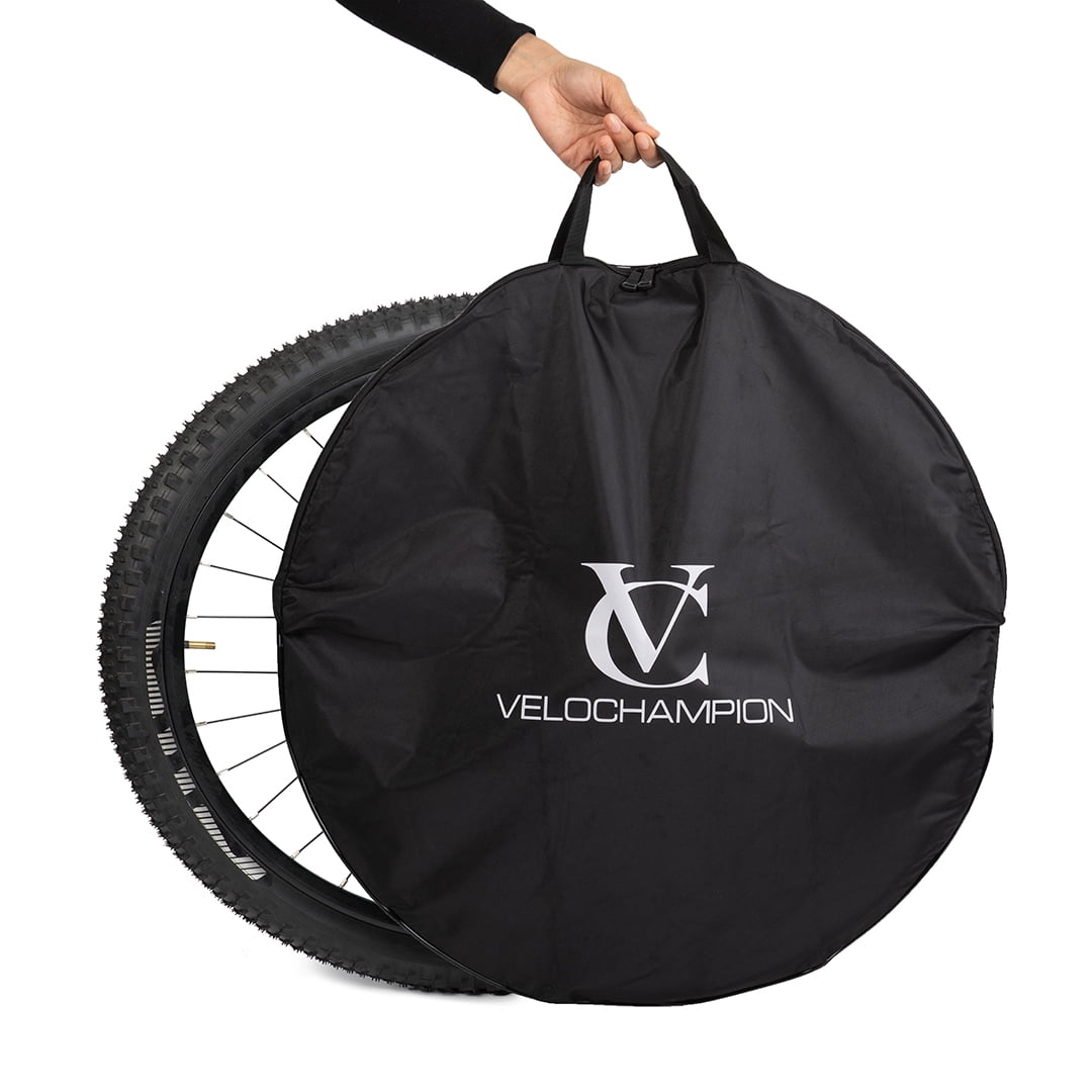 VeloChampion 1 Pack Waterproof Bicycle Wheel Bag for 26" 27.5" 29" Mountain Bike Wheels Black