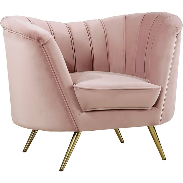 Homestock Victorian Elegance Pink Velvet Chair