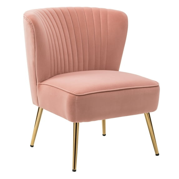 HULALA HOME Monica Upholstered Modern Tufted Accent Side Chair with Gold Legs by  PINK