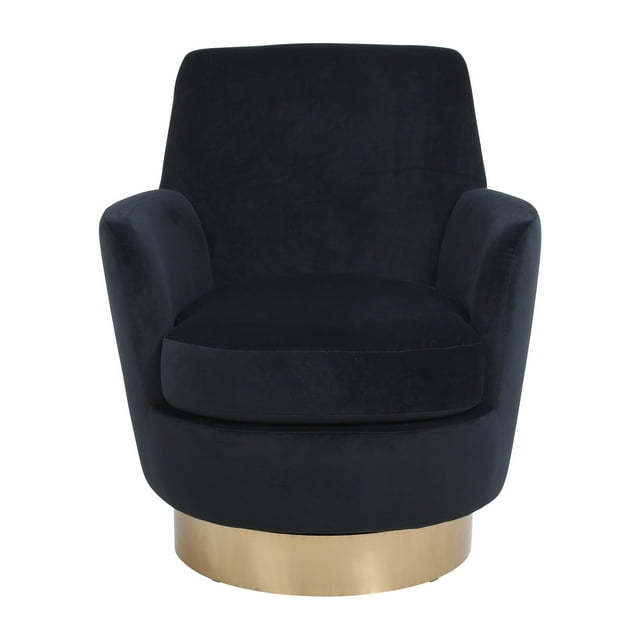 Velvet Swivel Barrel Chair, Swivel Accent Chairs Armchair Black