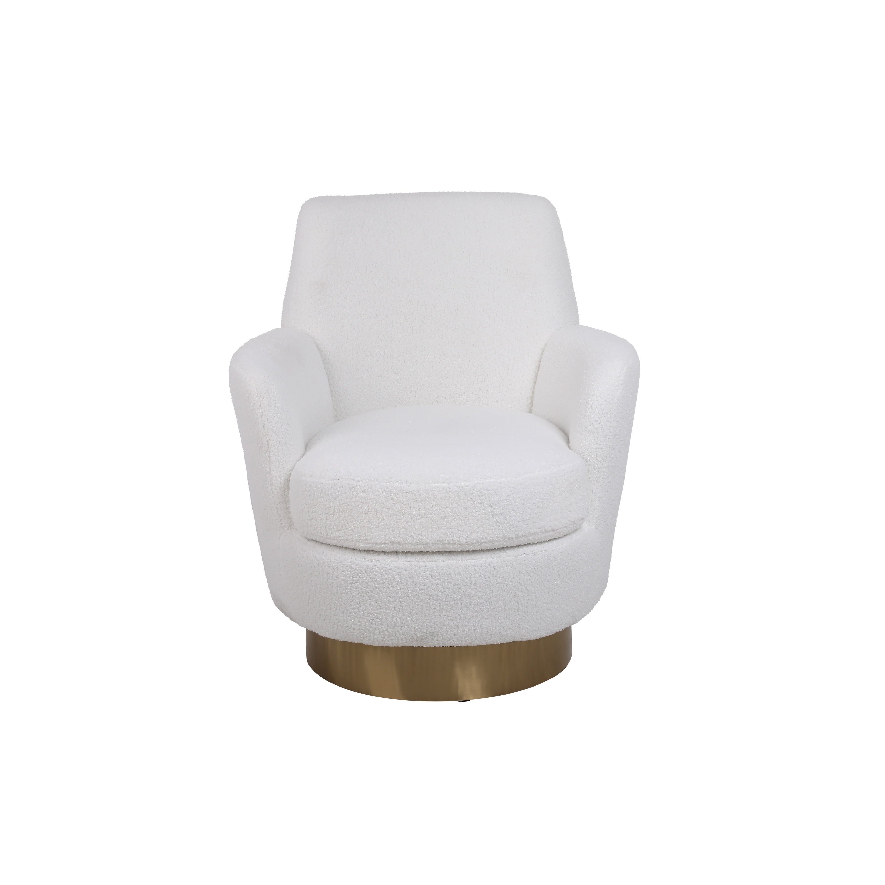 Velvet Swivel Barrel Chair, Swivel Accent Chairs Armchair Ivory