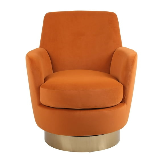 Velvet Swivel Barrel Chair, Swivel Accent Chairs Armchair Orange