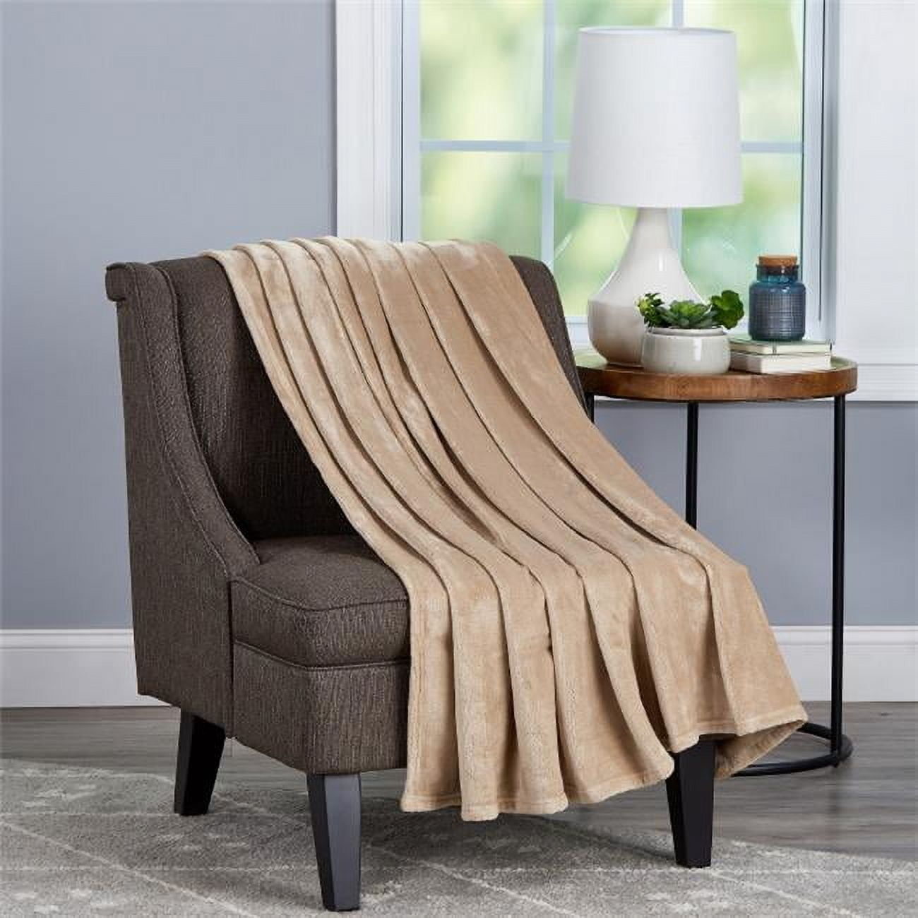 Velvet Throw Oversized Microfiber Velvet Solid Polyester Throw Blanket - Desert Tan
