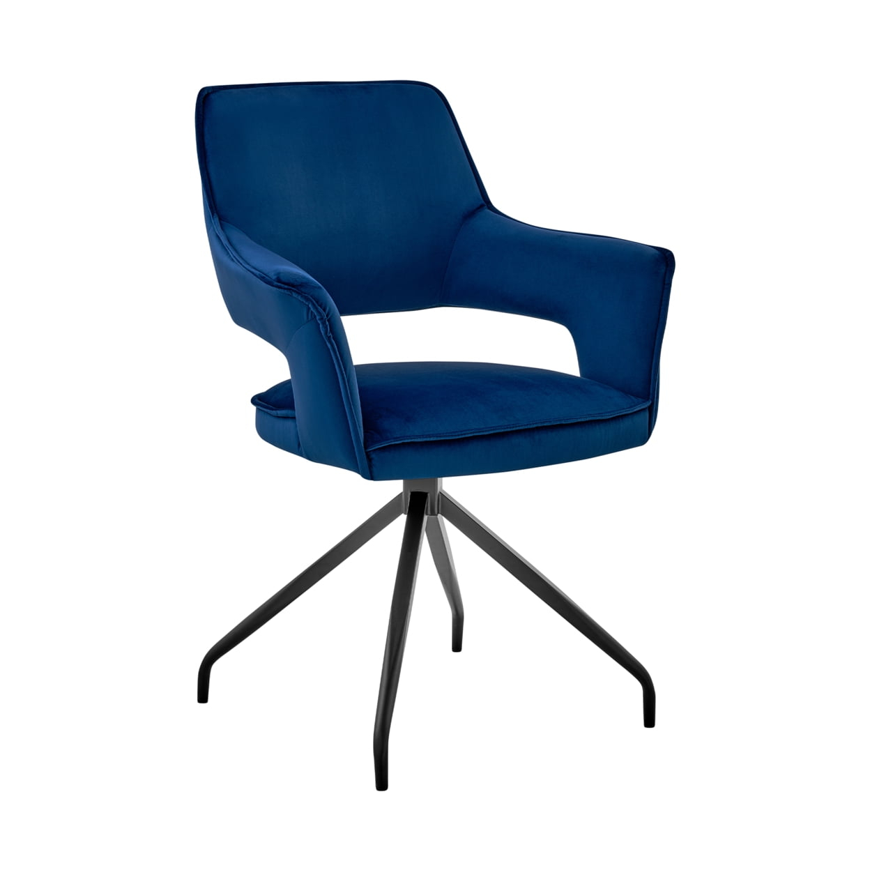 Velvet Upholstered Contemporary Accent Chair, Black and Blue - Saltoro Sherpi