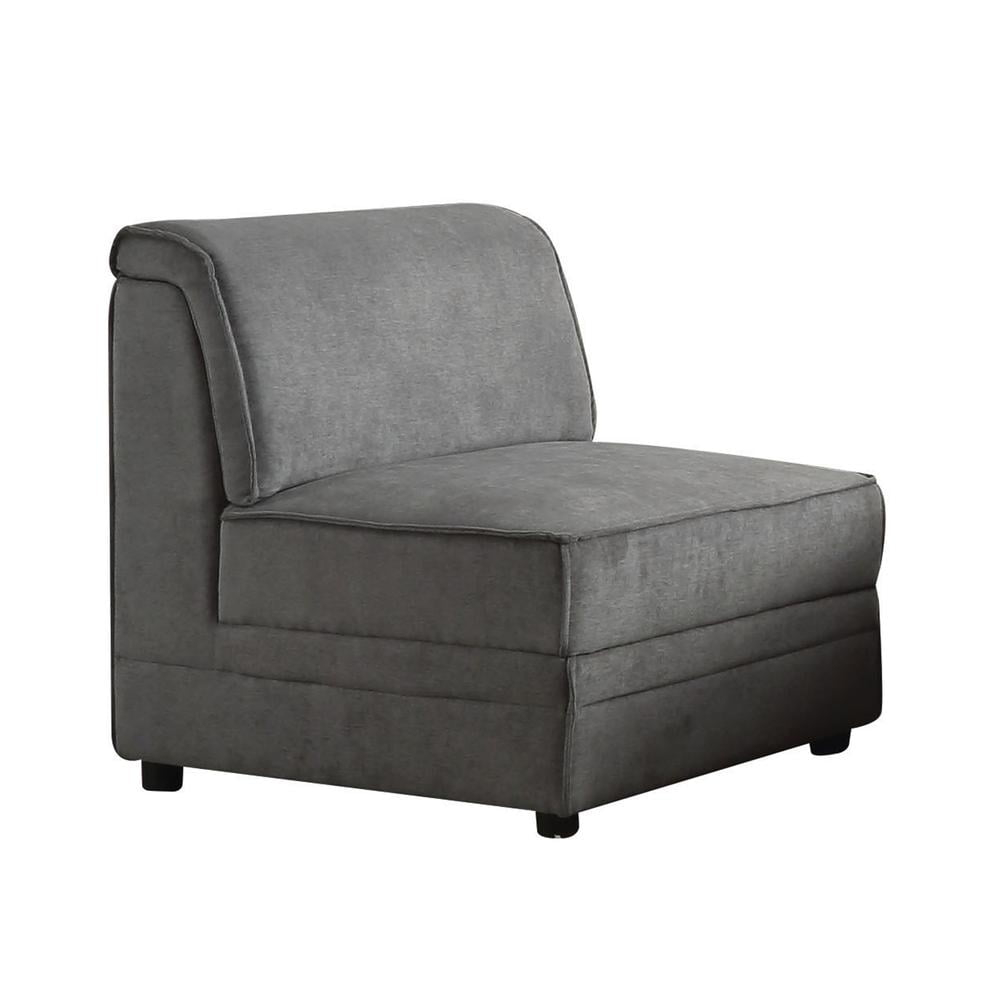 Otomana de Madera Tapizada en Terciopelo con Almacenamiento Elevable y Patas en Bloque Gris- Saltoro Sherpi
