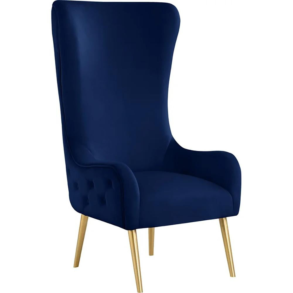 Venetian Navy Tufted Velvet High Back Arm Chair