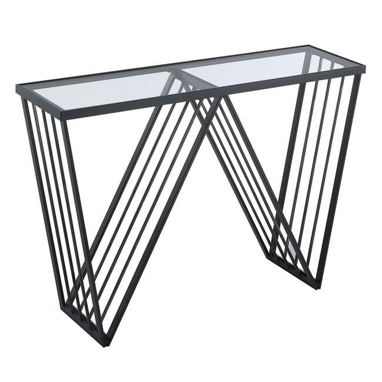 Convenience Concepts Venus Black Metal Console Table with Clear Glass Shelf