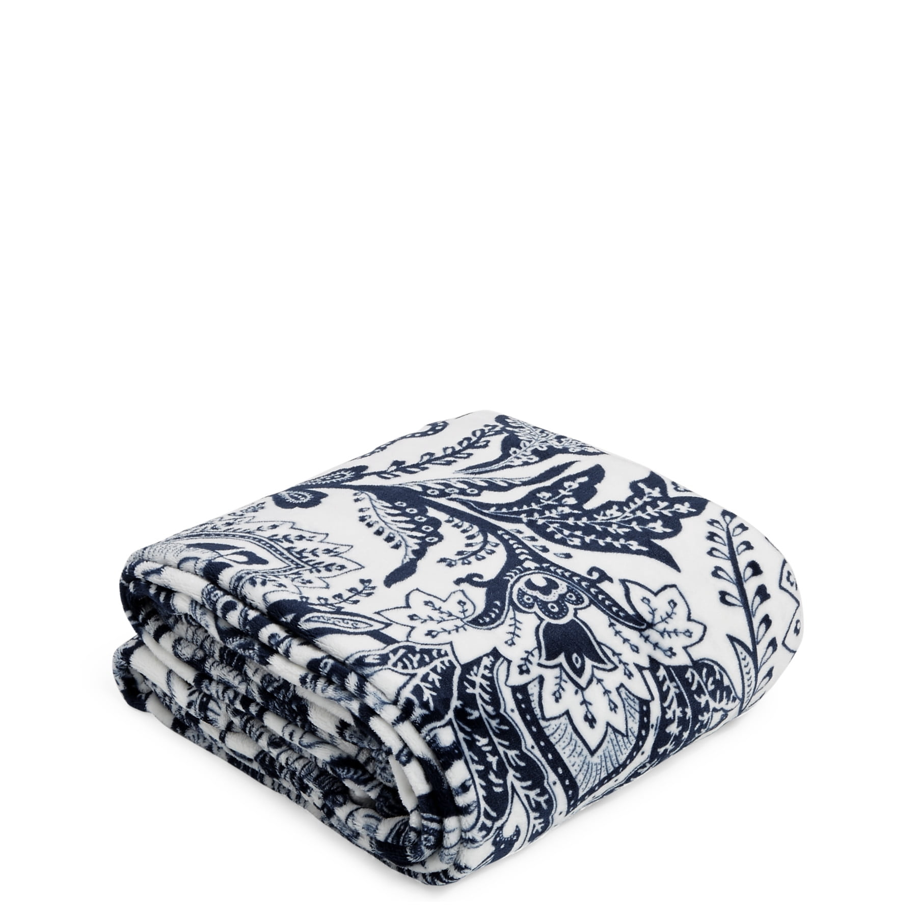 Vera Bradley Women's Fleece Plush Throw Blanket Java Navy & White