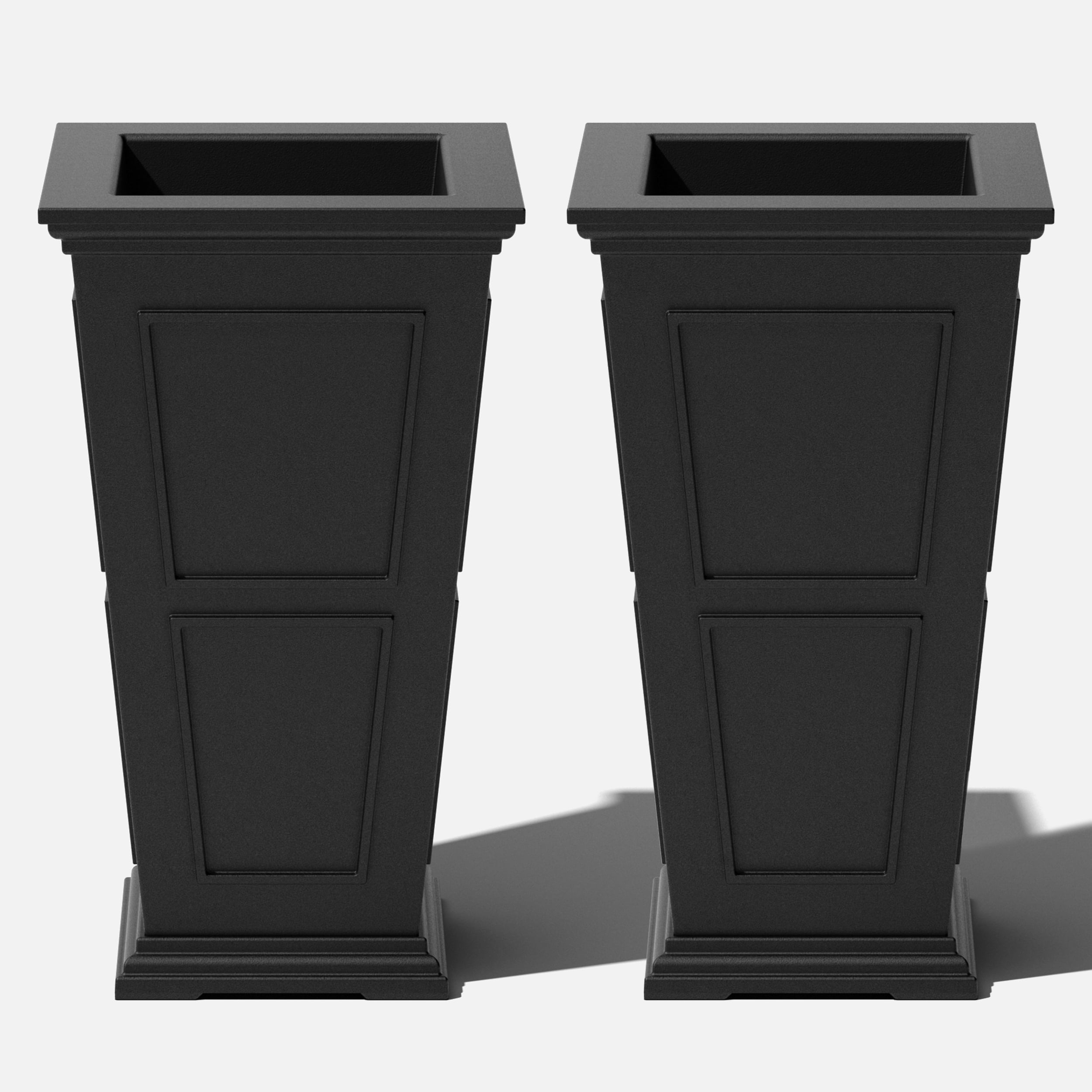 Veradek Brixton Tall 28" Plastic Planter 2-Pack Black