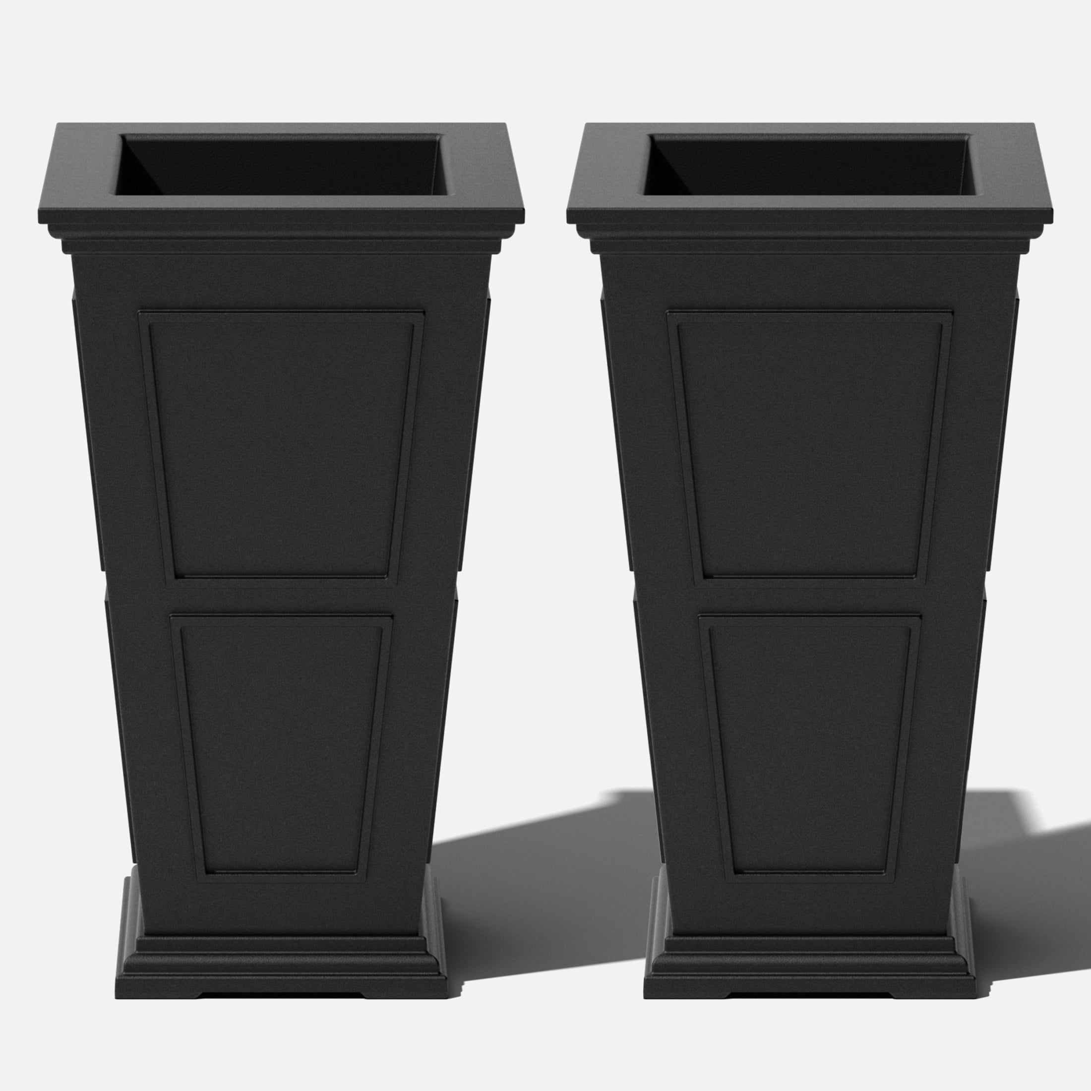 Veradek Brixton Tall 28" Plastic Planter 2-Pack Black
