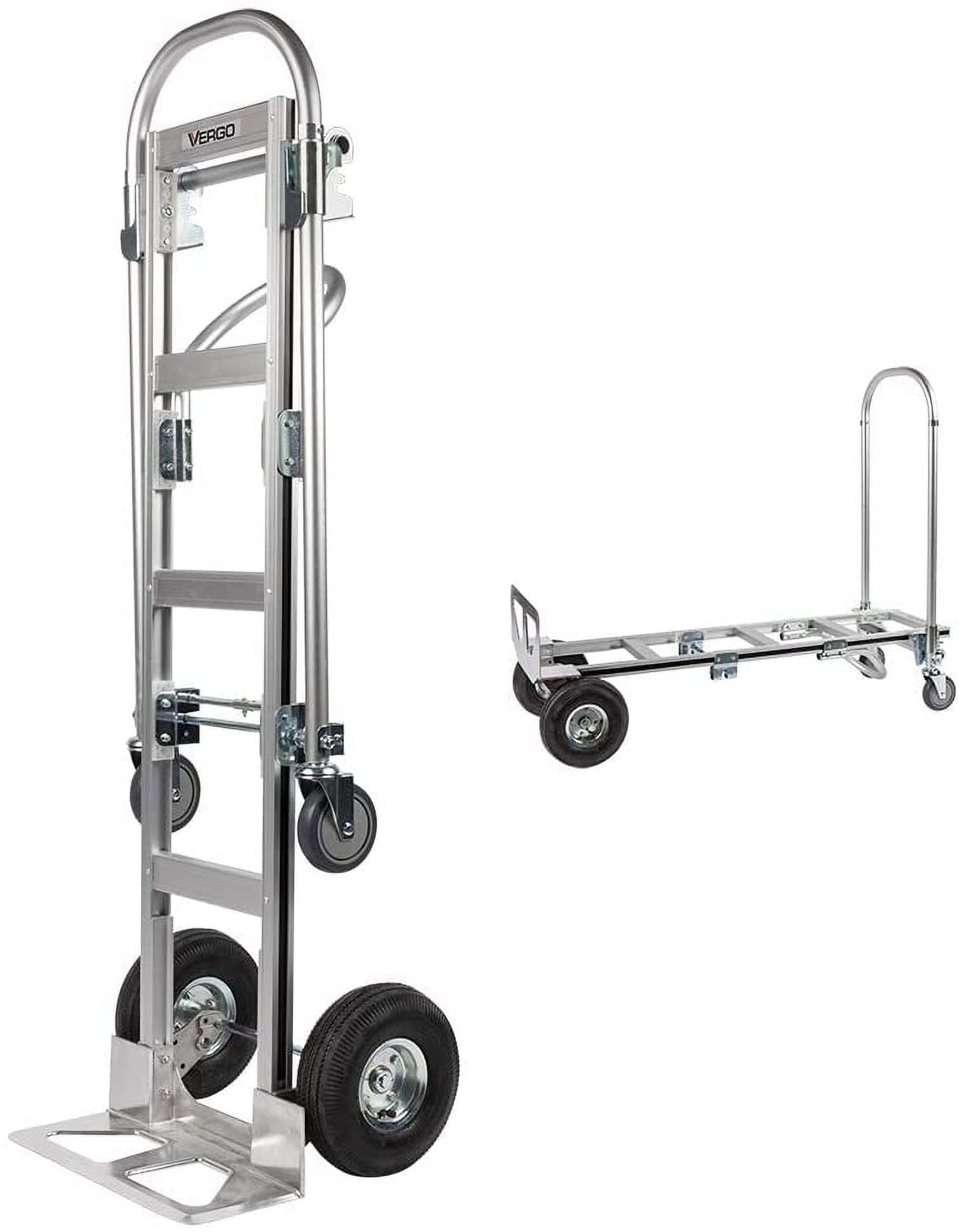 Vergo Industrial AS7B Aluminum Convertible Hand Truck Dolly Cart with Loop Handle 800 lbs Capacity (2 Positions, 63" High)