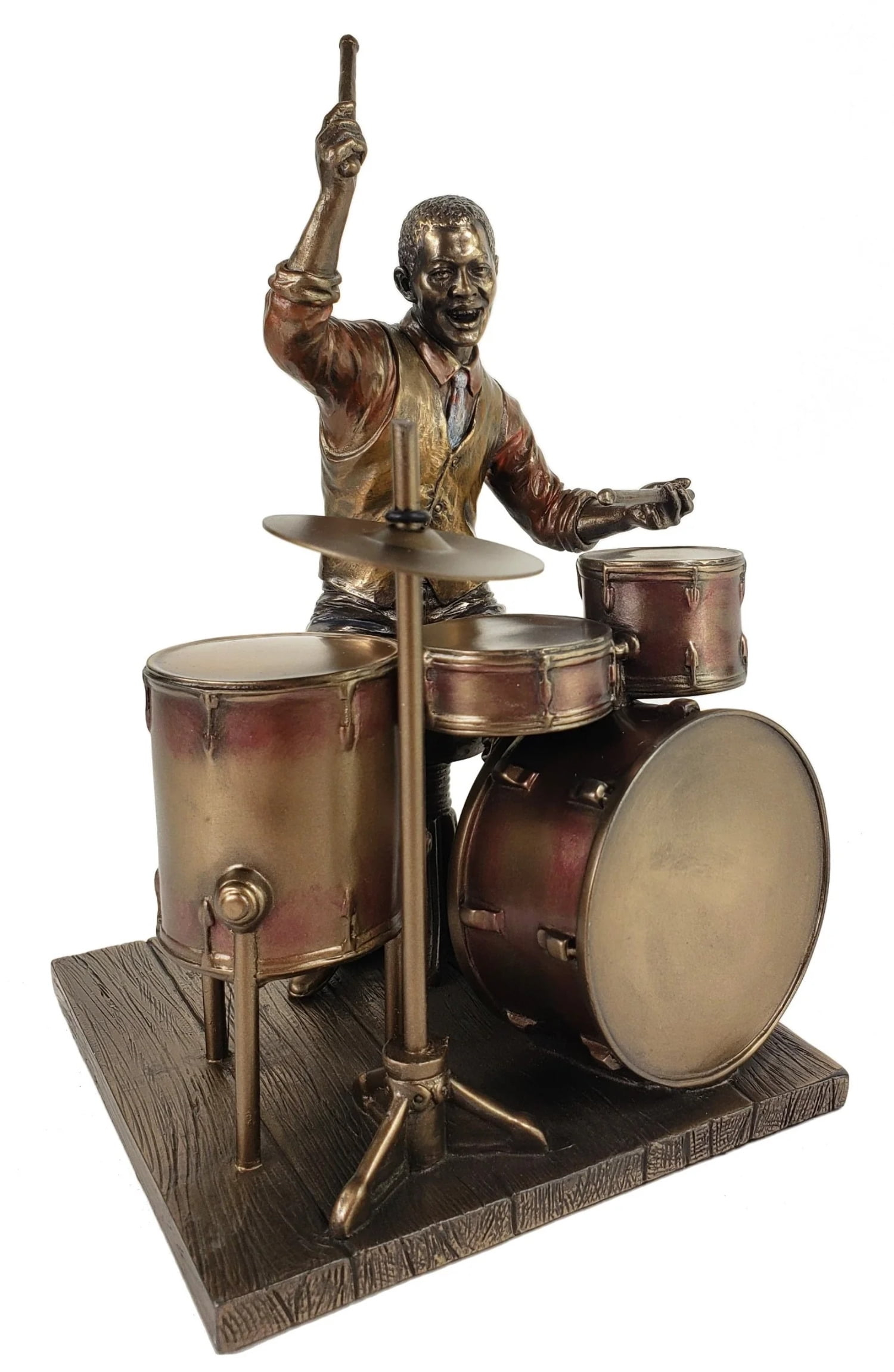 Veronese Design 8.1 Inch African American Male Jazz Band Drummer Bronze Finish Statue