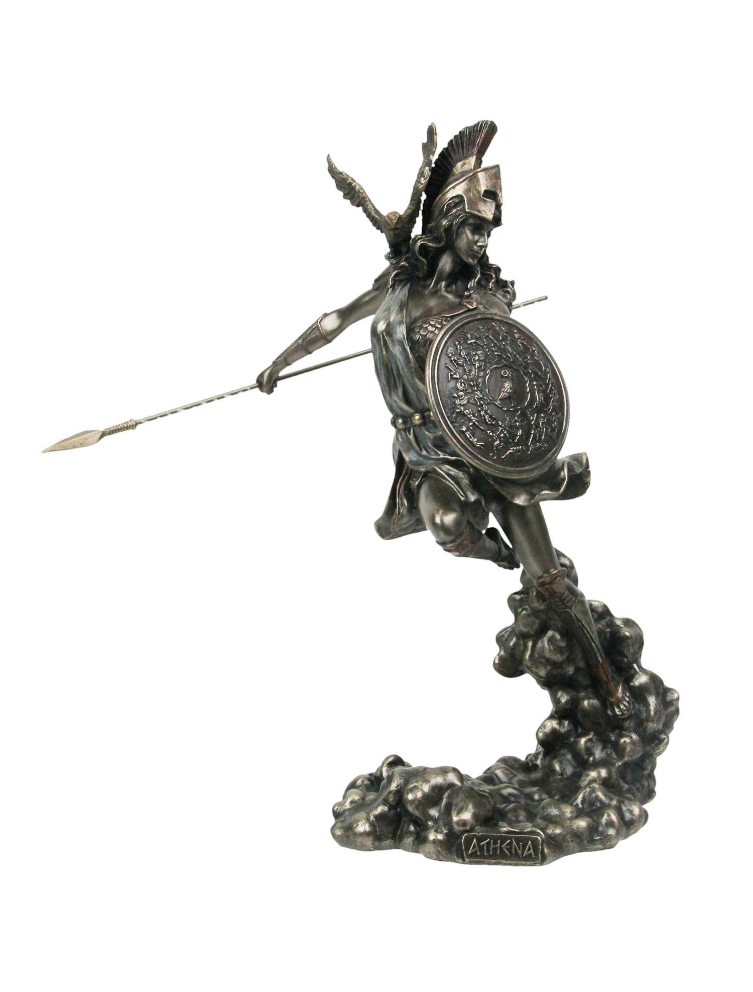 Veronese Design 9 1/4 Inch Greek Goddess Athena Holding Spear and Shield Cold Cast Resin Bronze Finish Statue Home Decor