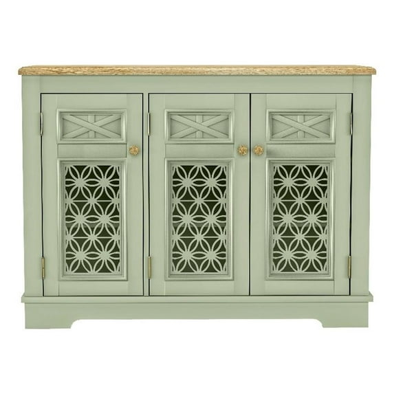 Versatile Buffet Cabinet with Glass Doors and Adjustable Shelves -Green