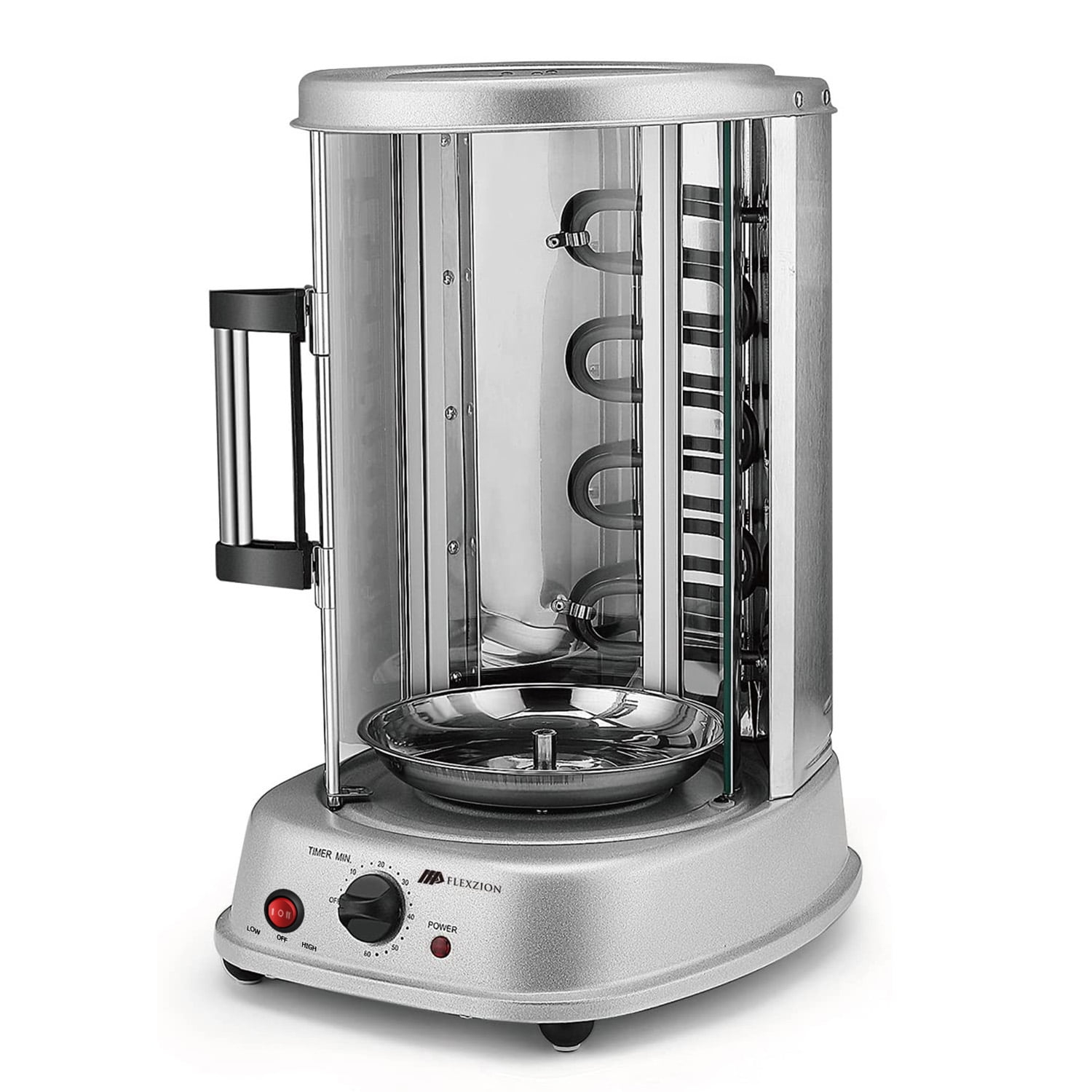 Vertical Tower Rotating Rotisserie Oven Grill - Shawarma Kebab Electric Cooker Machine Countertop w/ Stainless Doner Kebab Skewers & Rack Accessories Stain Resistant 5 in 1 for Professional & Home Use