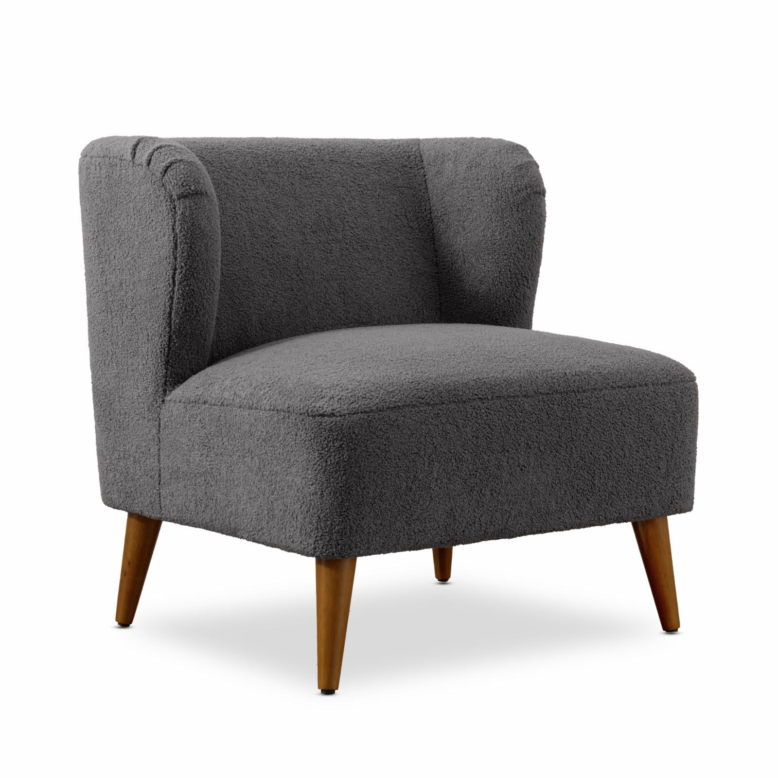 Vesper Gray Polyester Textured Boucle Fabric Modern Accent Chair