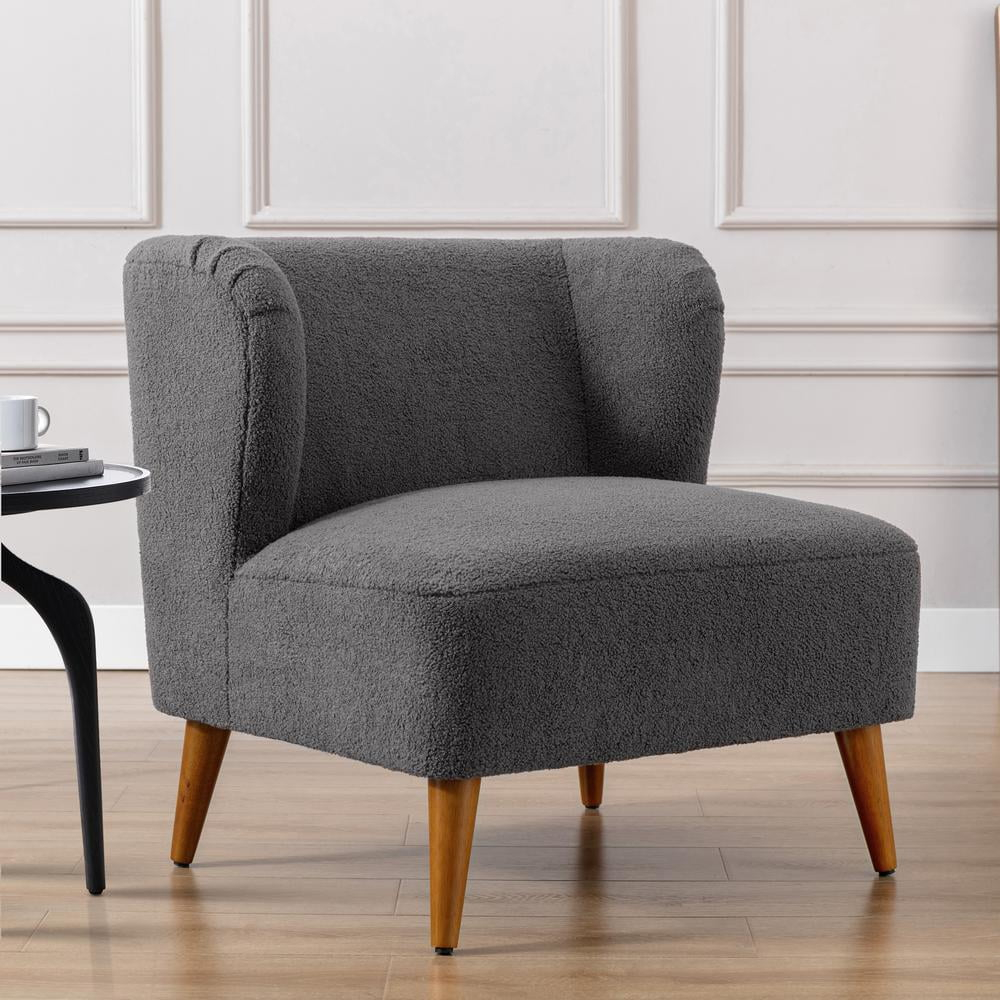 Vesper Gray Polyester Textured Boucle Fabric Modern Accent Chair