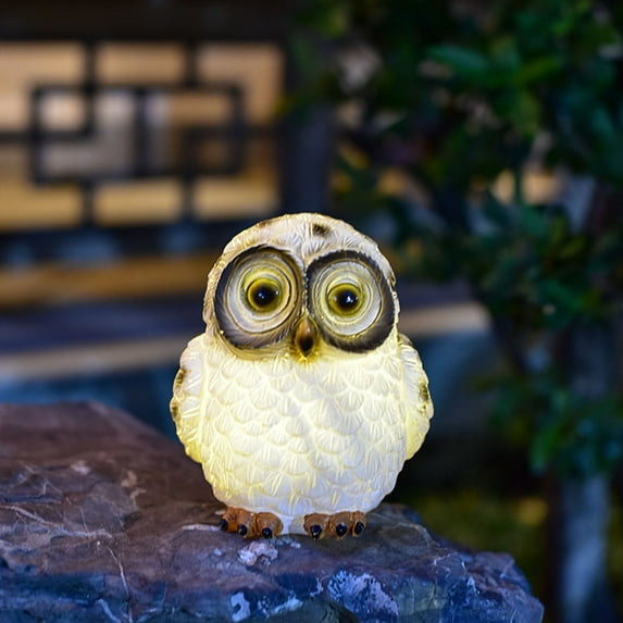 VibHome Animals Simulation Statue Ornament Owl Resin Handicraft Solar Garden Courtyard Decoration LED Light