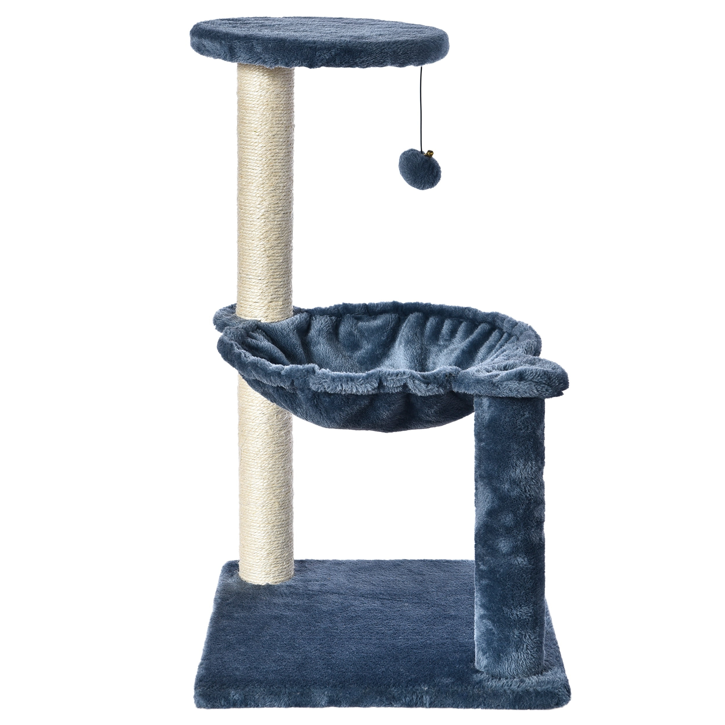 Vibrant Life 3-Level Cat Tower with Hammock and Sisal Post,26.7inch,Blue