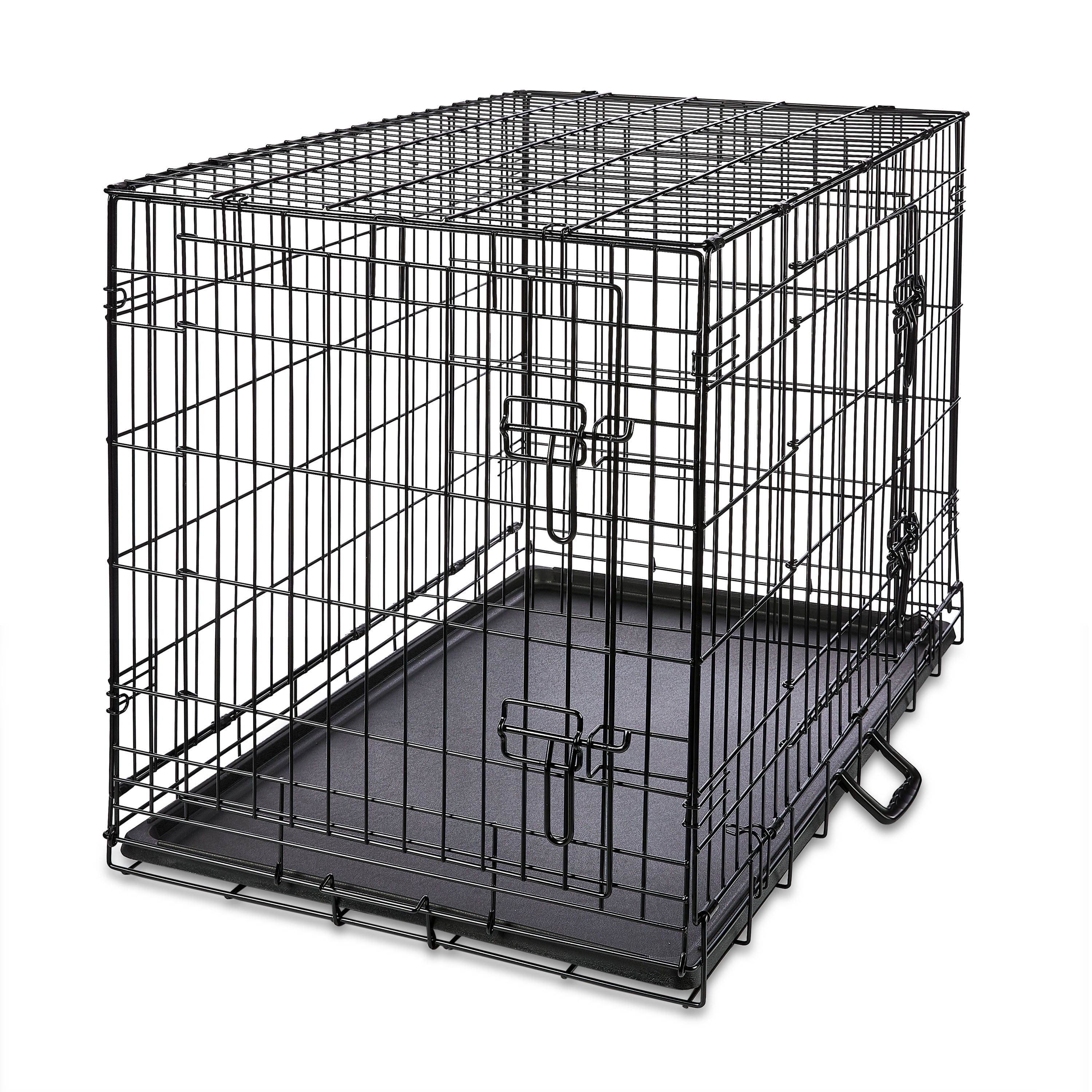 Vibrant Life Wire Dog Crate, Double-Door, Divider and Leak-Proof Tray, Metal, Foldable, Durable, Black, 36"