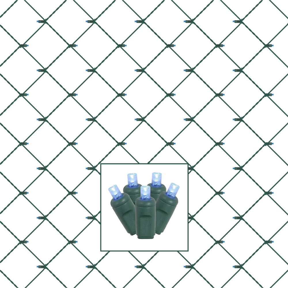 Vickerman 120 Blue Wide Angle LED Net Christmas Net Light Set, Green Wire