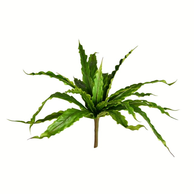 Vickerman 13" Artificial Green Bird Nest Fern Bush.