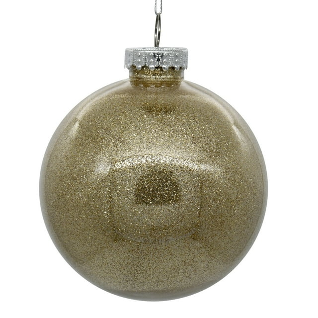 Vickerman 3" Clear Ball Christmas Ornament with Oat Glitter Interior, 12 Pieces per bag