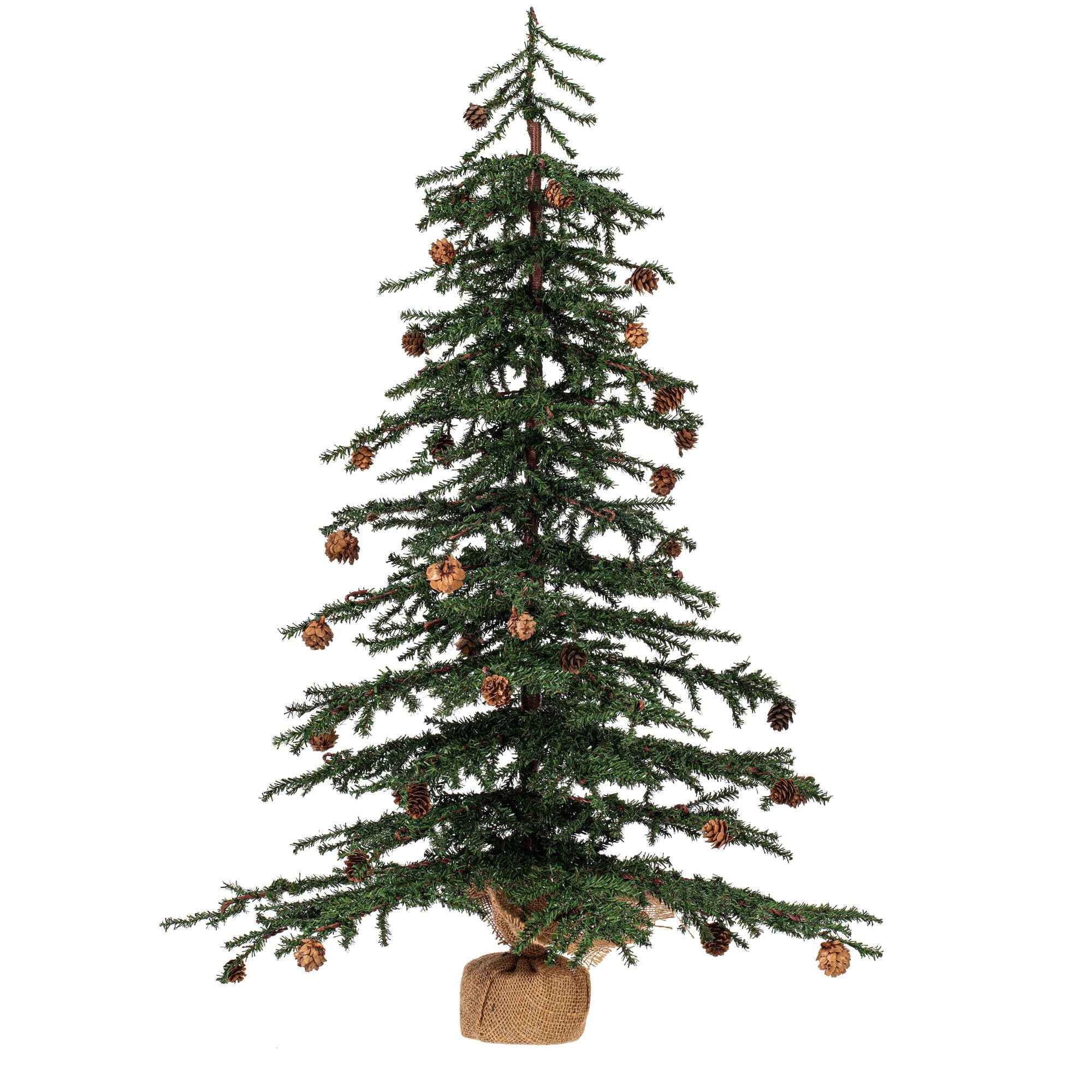 Vickerman 36" Caramel Pine Artificial Christmas Tree Unlit, Seasonal Indoor Home Decor with Decorative Burlap Base