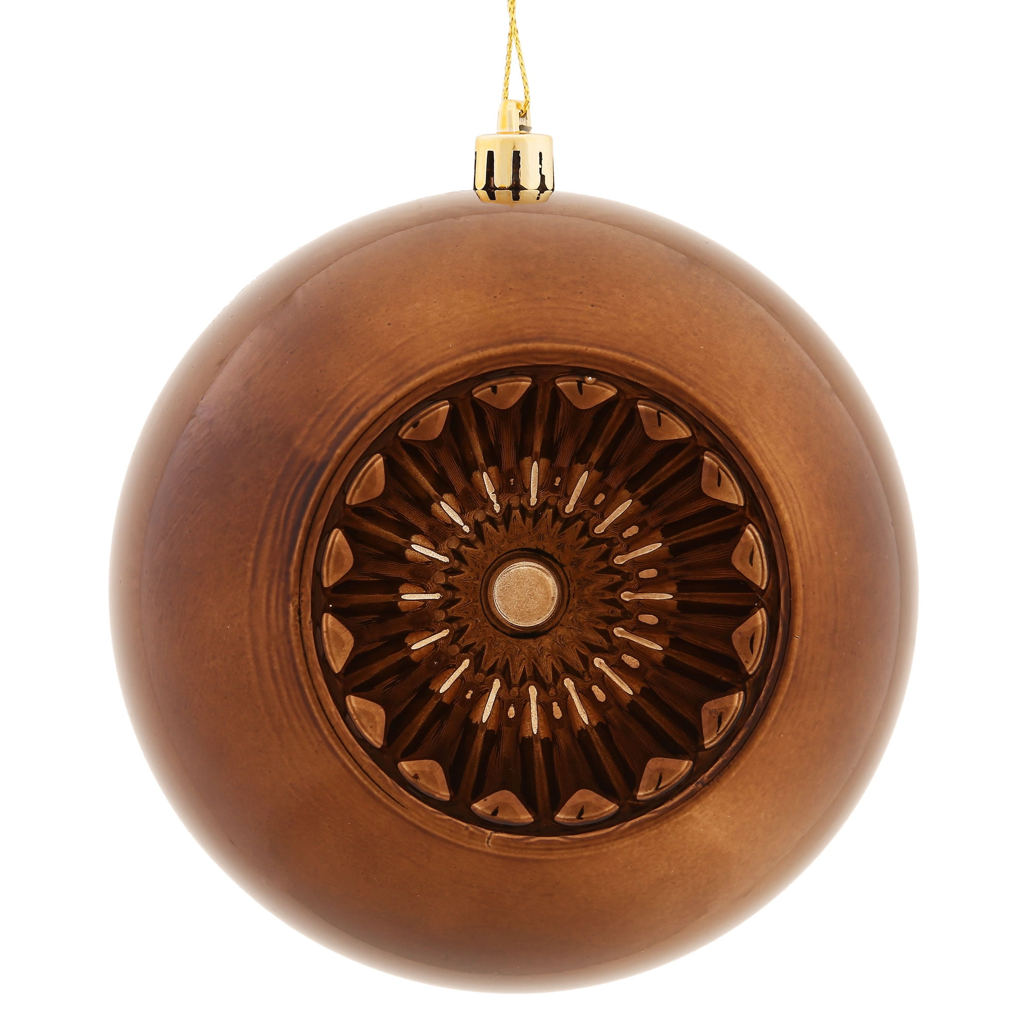 Vickerman 4.75" Chocolate Shiny Star Brite Ball Ornament, 4 per Bag