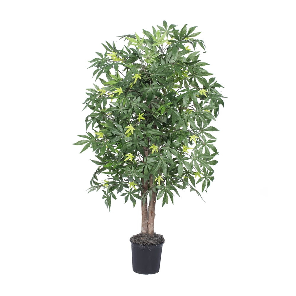 Vickerman 4' Artificial Japanese Maple Bush, Black Plastic Pot.