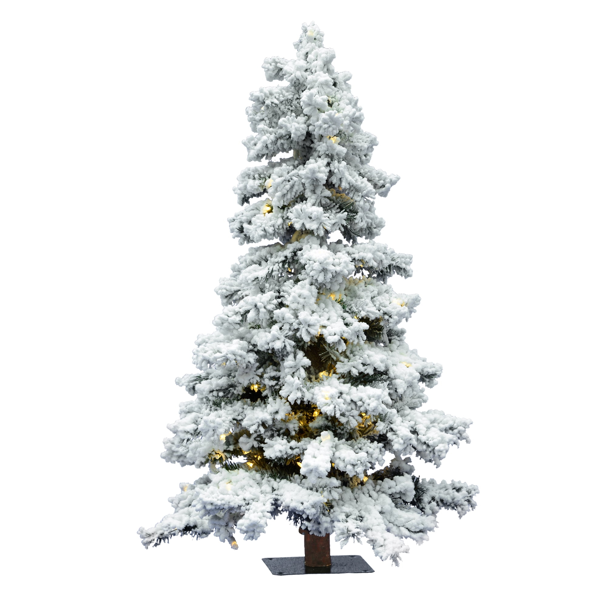 Vickerman 4' Flocked Spruce Artificial Christmas Tree, Warm White Single Mold LED Lights