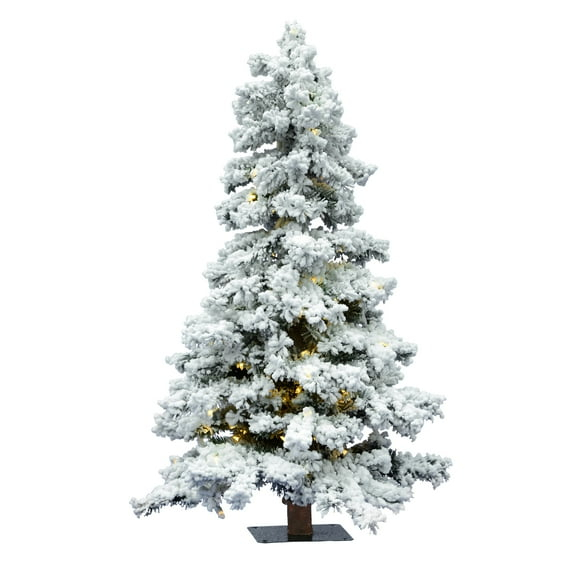 Vickerman 4' Flocked Spruce Artificial Christmas Tree, Warm White Single Mold LED Lights
