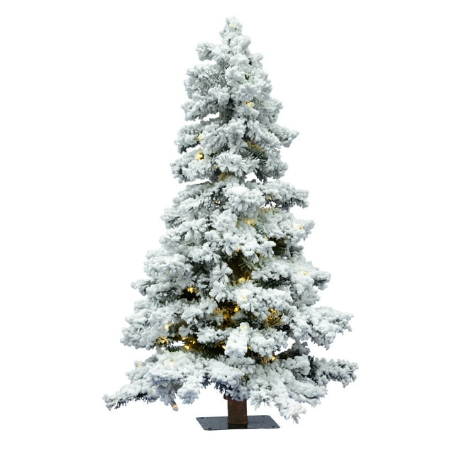 Vickerman 4' Flocked Spruce Artificial Christmas Tree, Warm White Single Mold LED Lights
