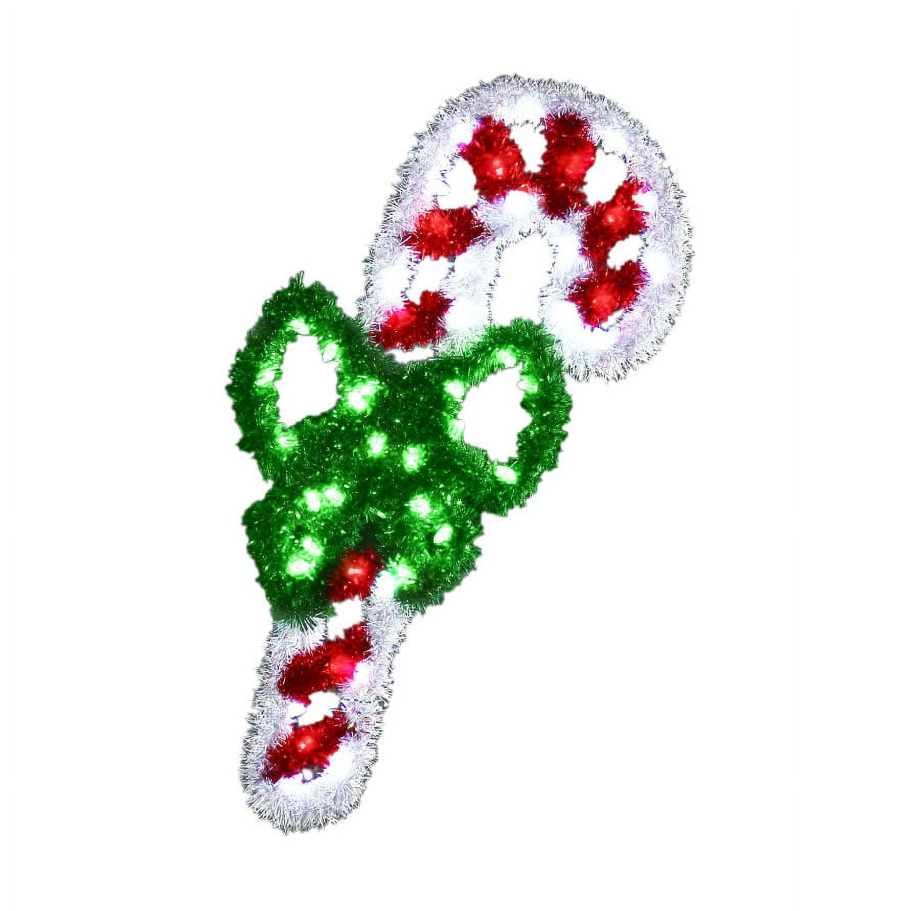 Vickerman 4' Metallic Candy Cane with Bow Commercial Pole Decoration with 44 LED Lights