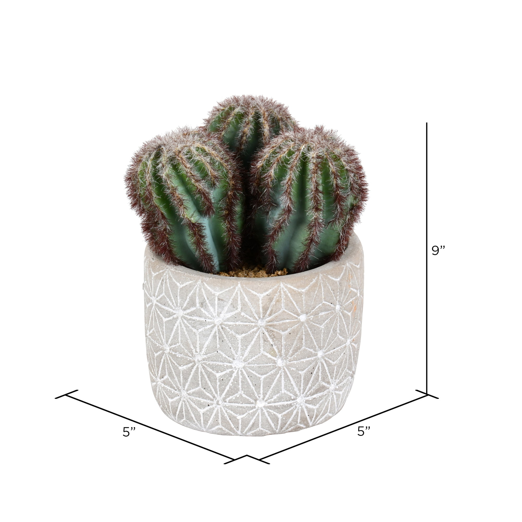 Vickerman 9" Artificial Green Cactus in Cement Pot.