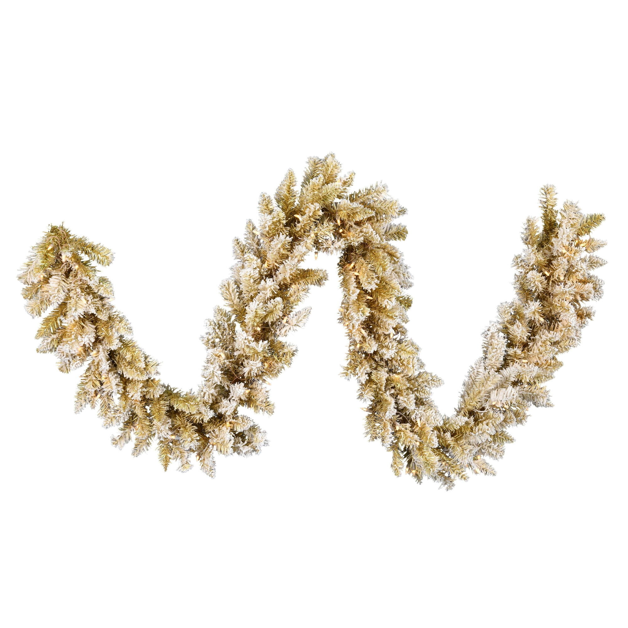 Vickerman 9' x 14" Frosted Gold Artificial Christmas Garland, Warm White Dura-lit LED Lights