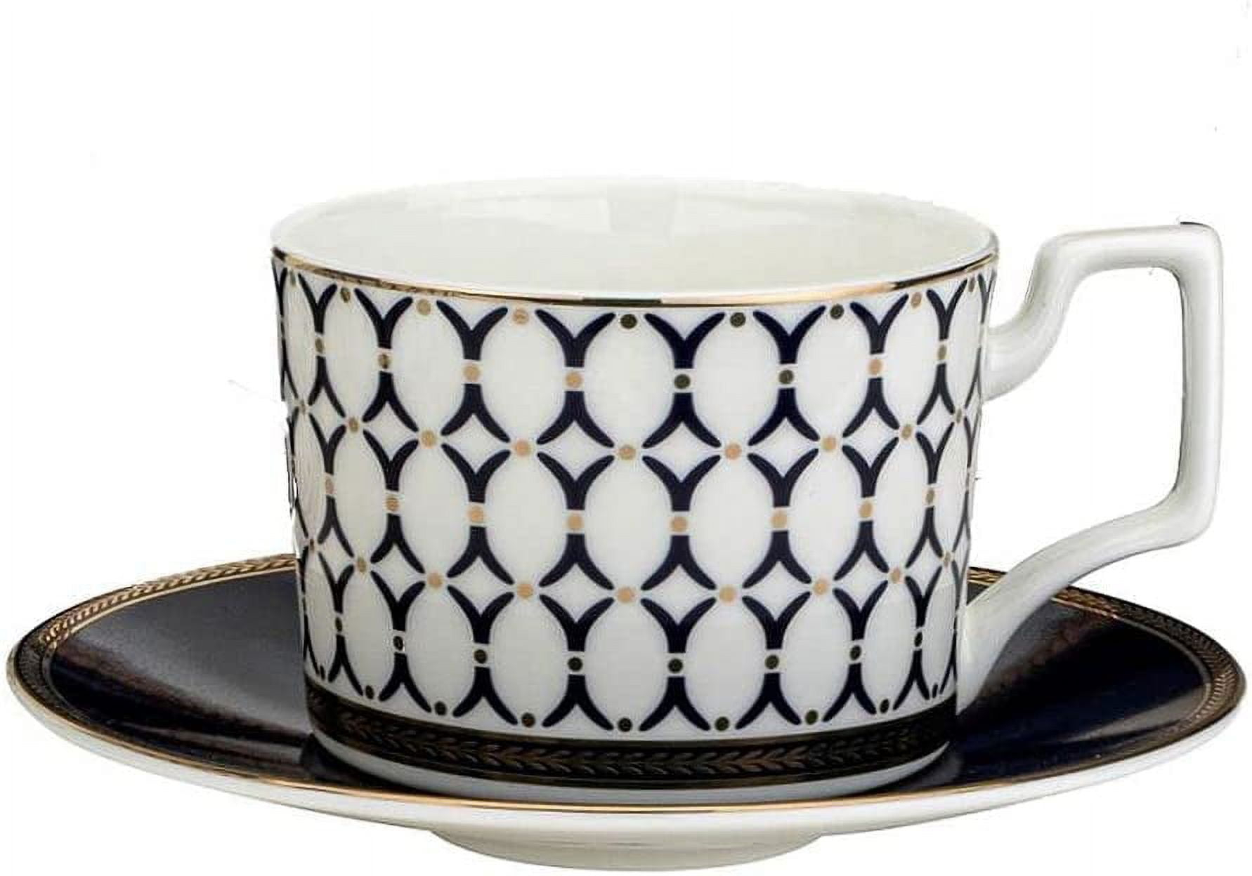 Victoria Bella WR-TSB-2 Bone China Porcelain 2 Tea Cups & 2 Saucers, Tea Pair, Dinnerware Set, Service for 2. Renaissance Gold