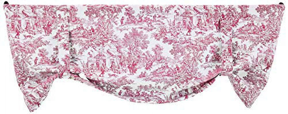 Victoria Park Toile Tie-Up Valence Window Curtain, Red