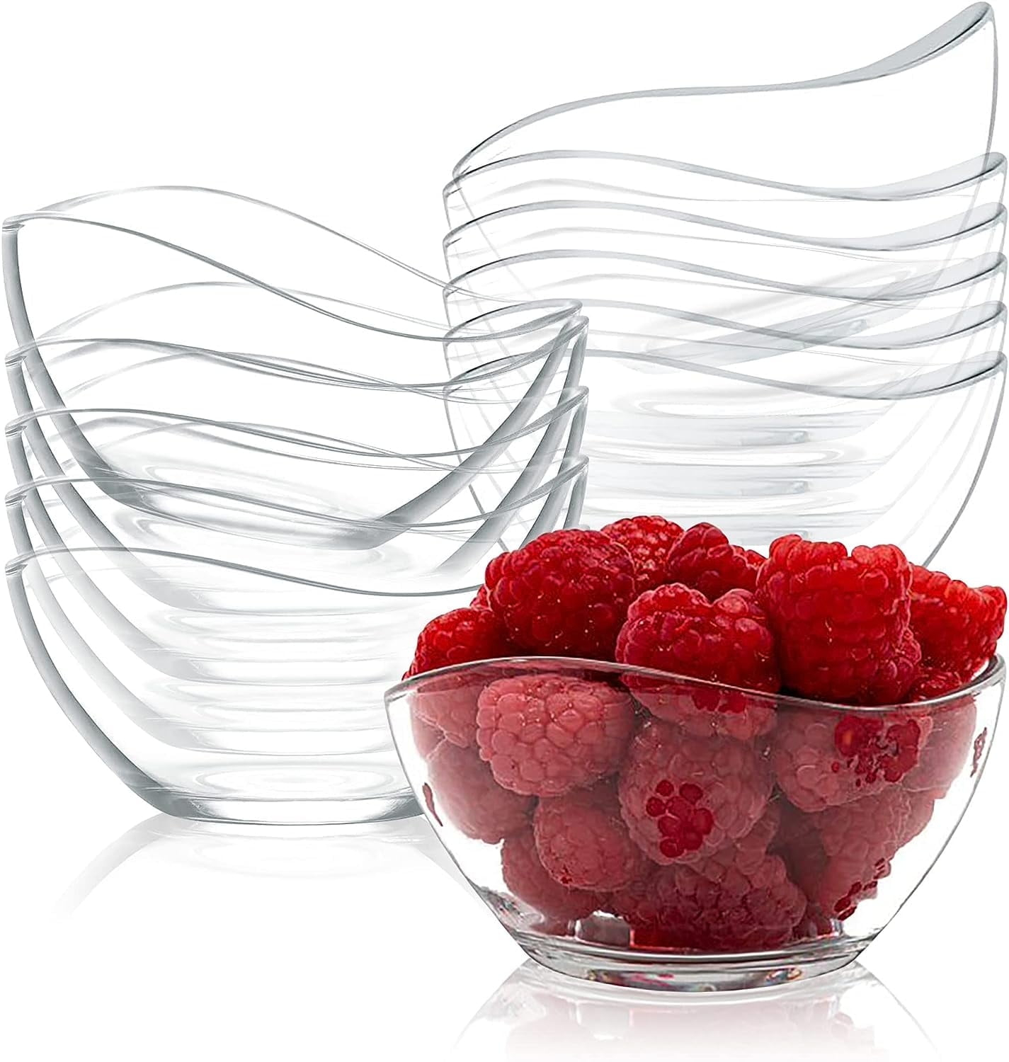 Vikko 7 oz Dessert Bowls 12-Pc Clear Decorative Bowl Glass Dinnerware Set