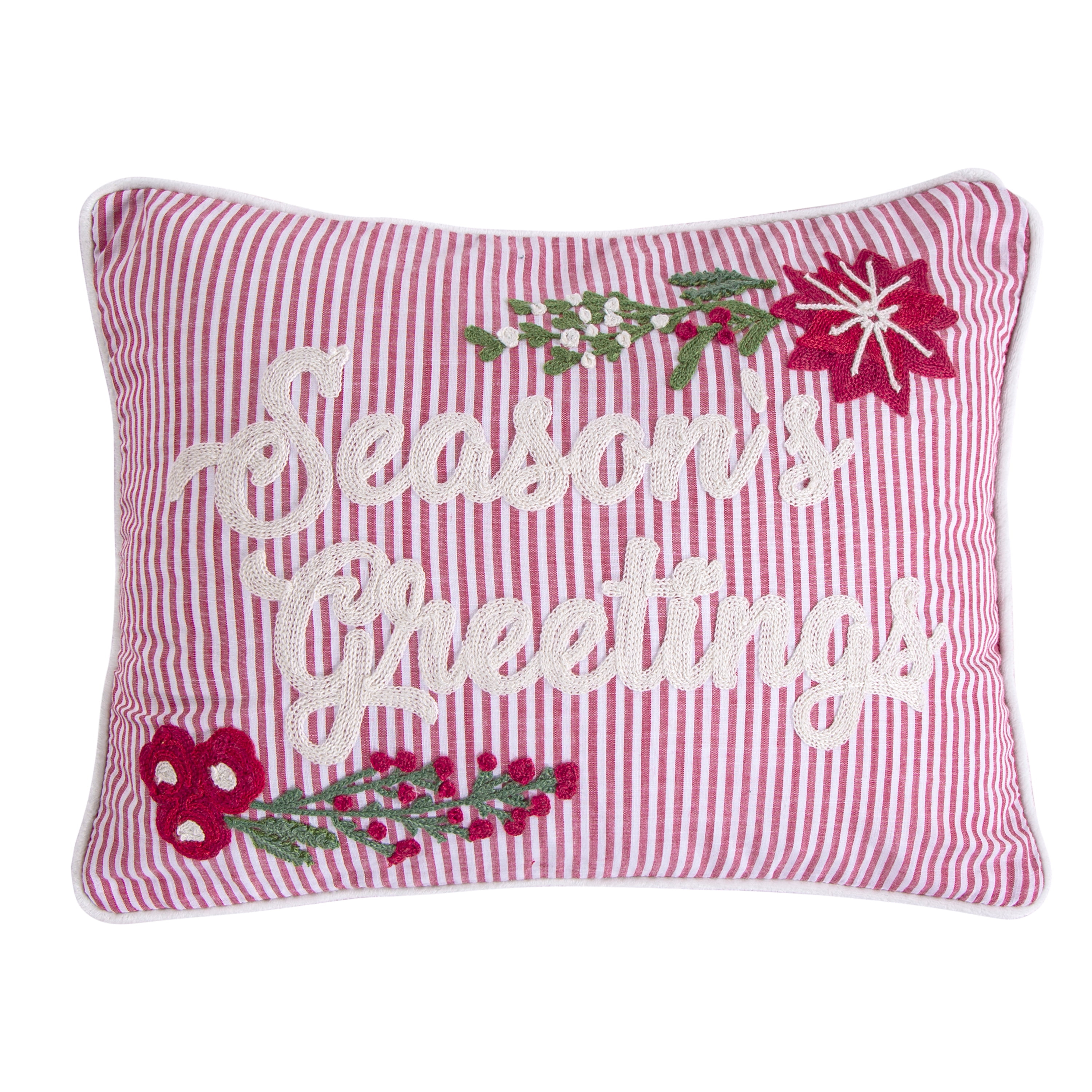 Villa Lugano Sleigh Bells by Levtex Home - Decorative Pillow (14x18in.) - Season's Greetings - Red, White, Green