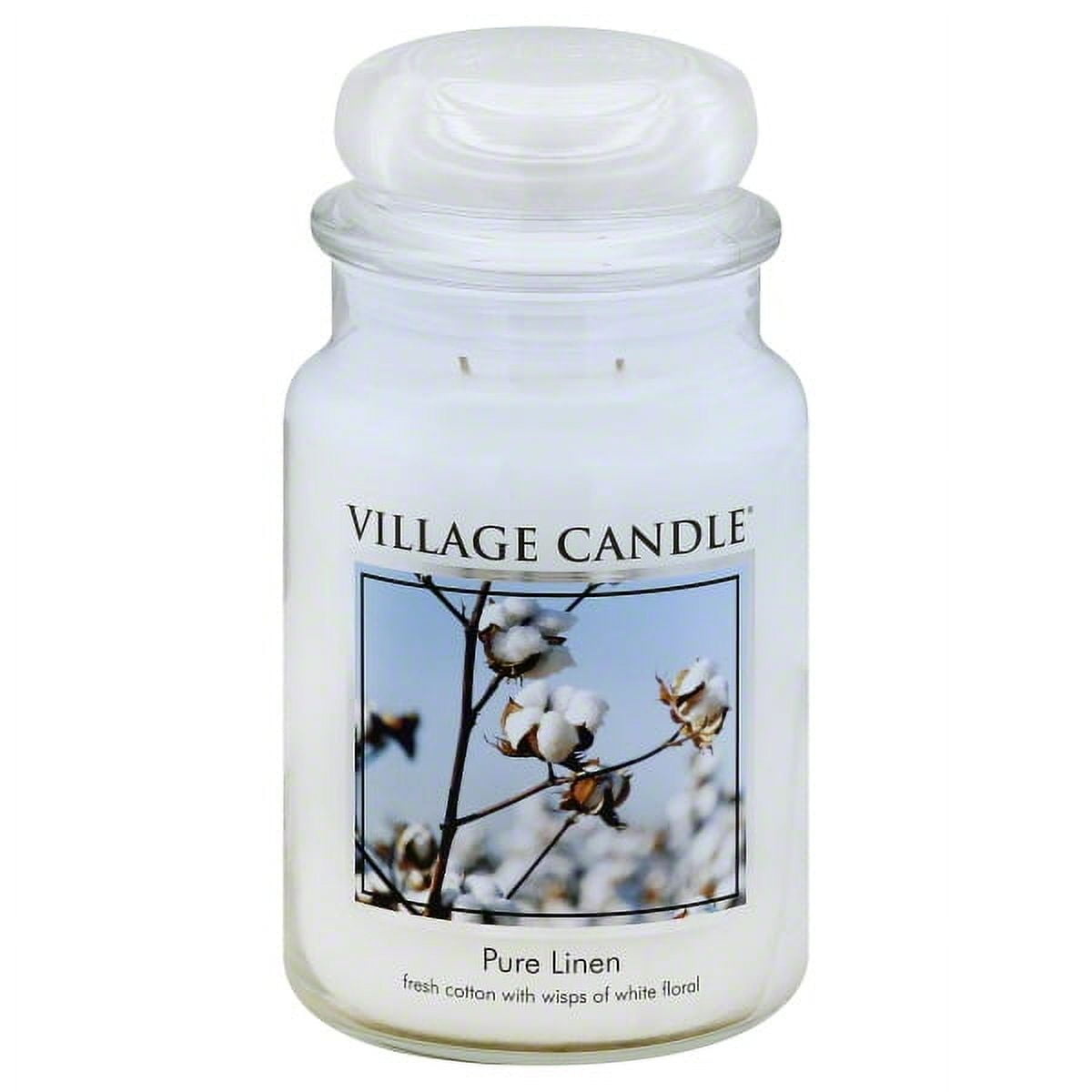 Village Candle Pure Linen, Large Glass Apothecary Jar Scented Candle, 21.25 Ounces, White