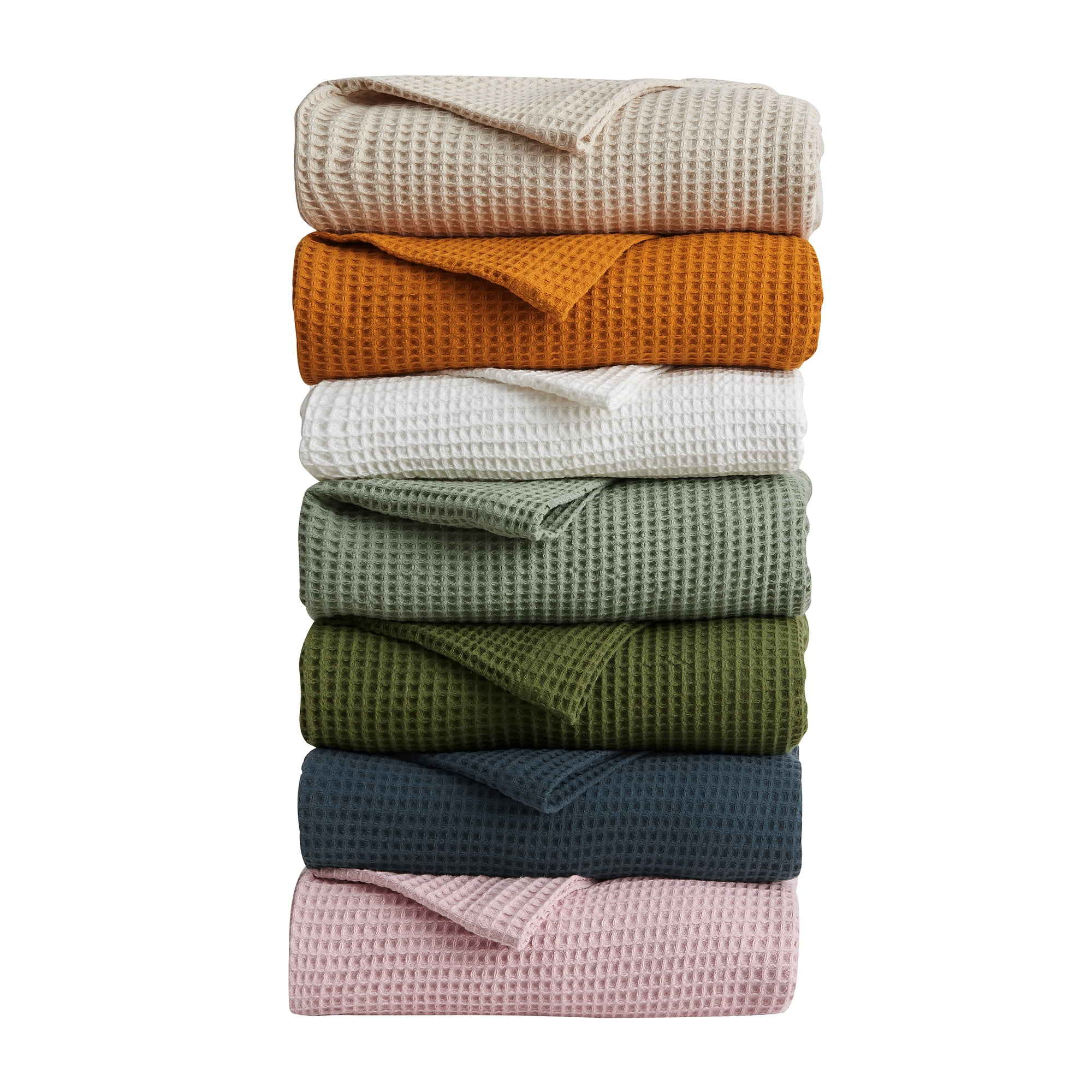 Vintage Comfort 100% Cotton Waffle Weave Thermal Bed Blanket, Twin