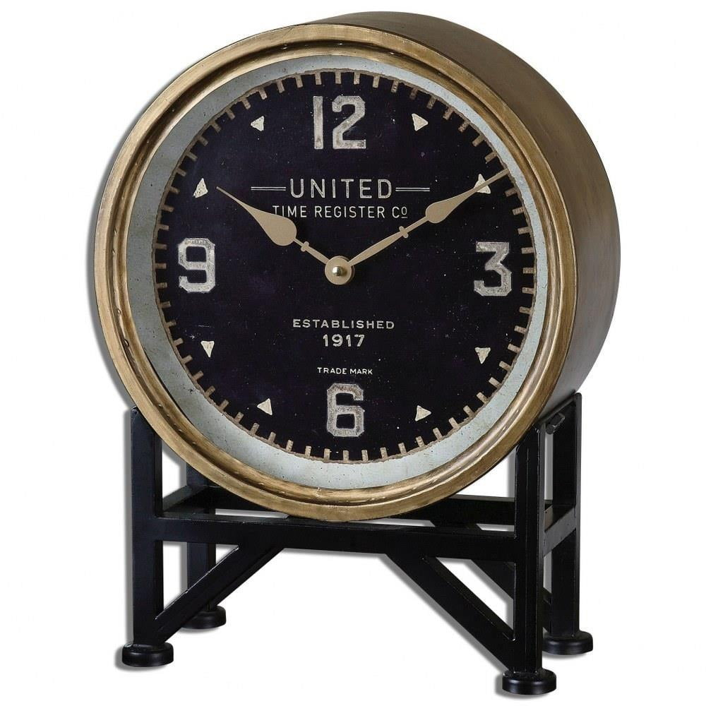 Uttermost Shyam Vintage Brass 16" High Table Clock