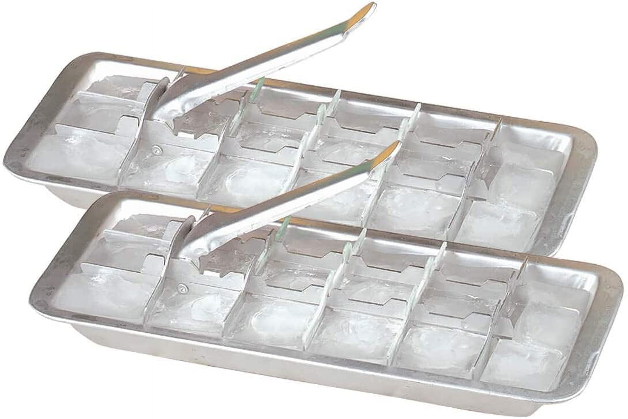 Vintage Kitchen Aluminum Metal Ice Cube Trays, Set of 1 – Each Tray Features 18 Slot Ice Cube Maker with Easy Release Handle