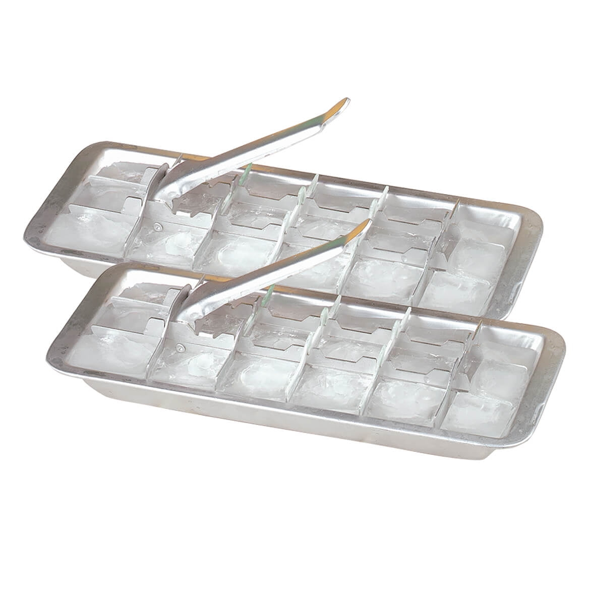 Vintage Kitchen Aluminum Metal Ice Cube Trays, Set of 1 – Each Tray Features 18 Slot Ice Cube Maker with Easy Release Handle