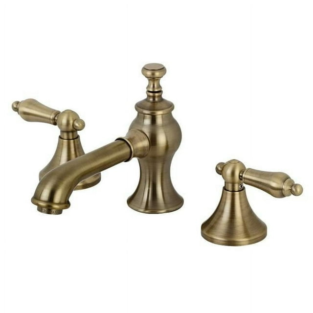 Kingston Brass Vintage Two-Handle 3-Hole Deck Mount Widespread Bathroom Faucet with Brass Pop-Up Drain