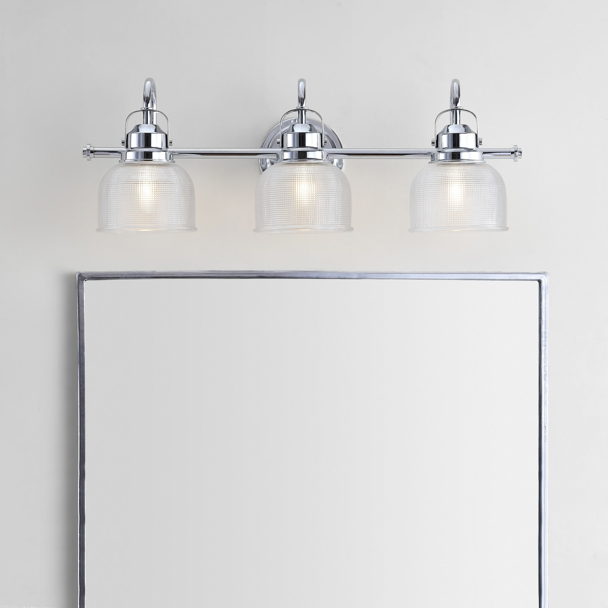 JYL7409A Virginia 25.25" 3-Light Metal/Glass LED Traditional Classic Vanity Light Modern 2700K LED 4W Bulbs Entryway Lobby Kitchen Bathroom Bedroom Living Room Hallway, Chrome