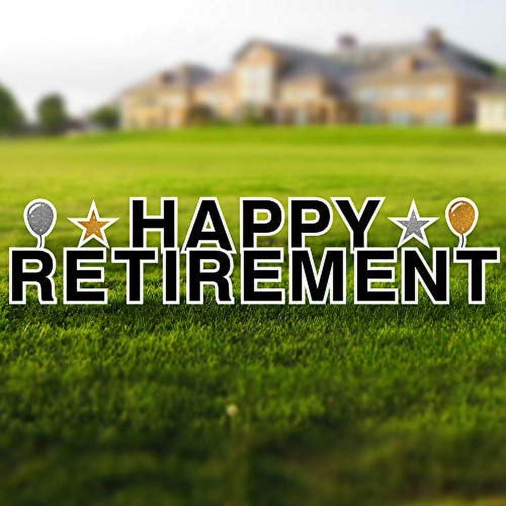 Vispronet Happy Retirement Yard Sign, 18in Sign, 4mm Corrugated Plastic Material