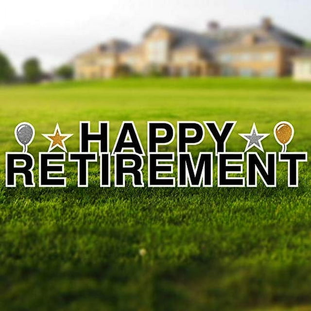 Vispronet Happy Retirement Yard Sign, 18in Sign, 4mm Corrugated Plastic Material